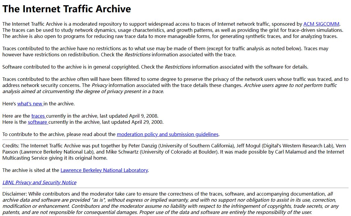 The Internet Traffic Archive