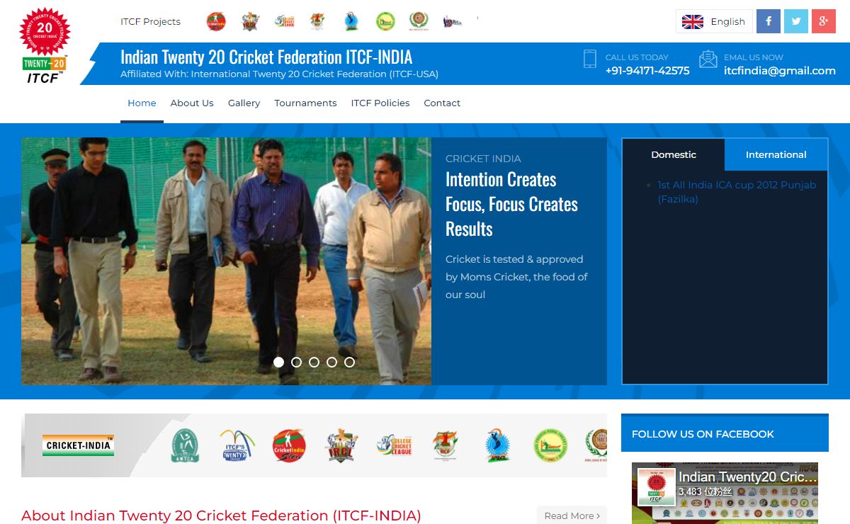 The official website of Indian Twenty 20 Cricket Federation ITCF-INDIA