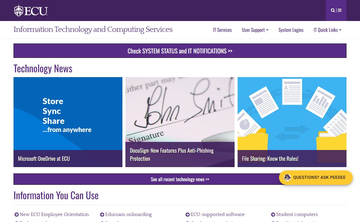 ITCS | Information Technology and Computing Services | ECU