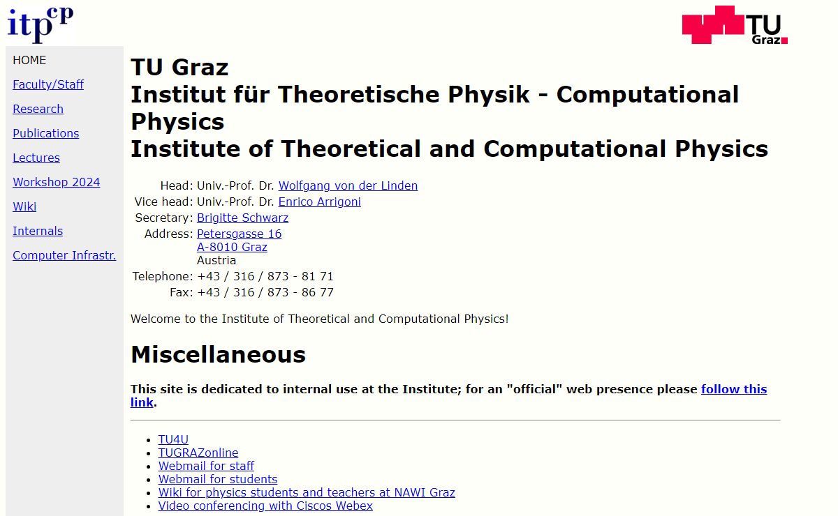 TU Graz - Institut für Theoretische Physik - Computational Physics