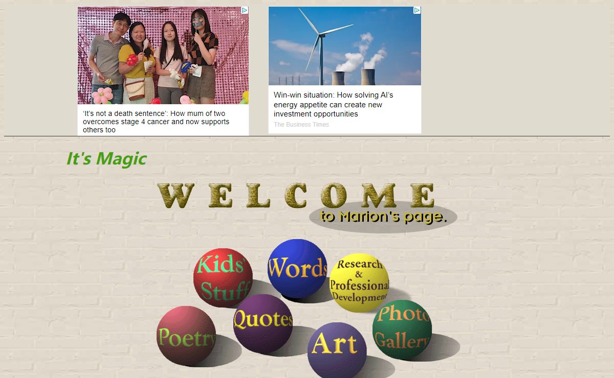 Marion's site,poetry, educational stories,student art work, lesson plans and educational resources