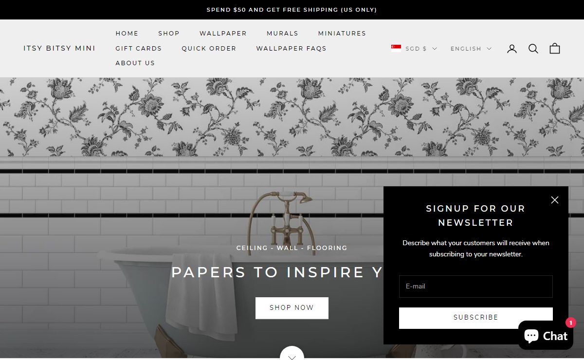 Designer dollhouse wallpaper & miniature accessories | Itsy Bitsy