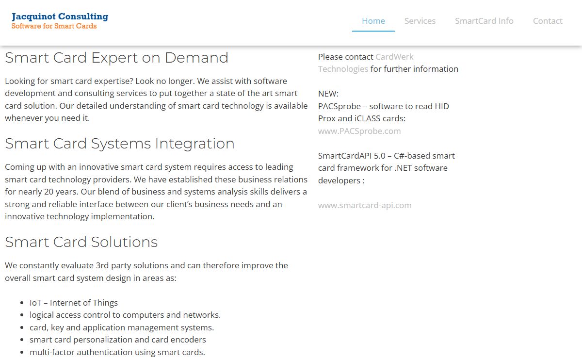 Atlanta Smart card consultant for customization, evaluation, technical support, personalization and software development