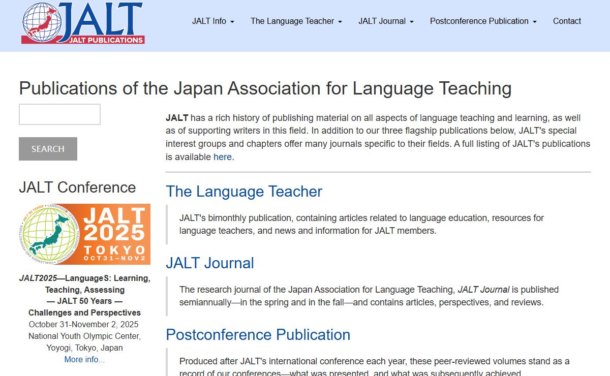 Publications of the Japan Association for Language Teaching | JALT Publications