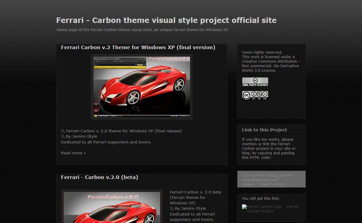 Ferrari - Carbon theme visual style project official site