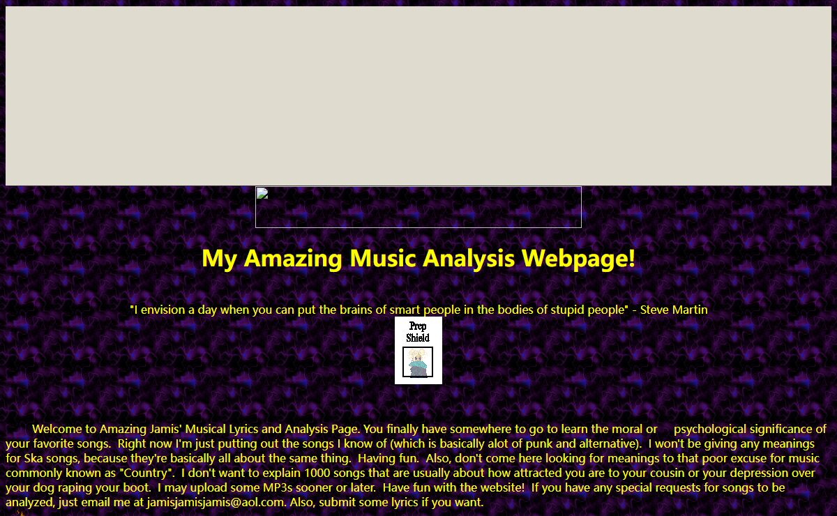 Jamis' Amazing Music Analysis and Lyrics Page