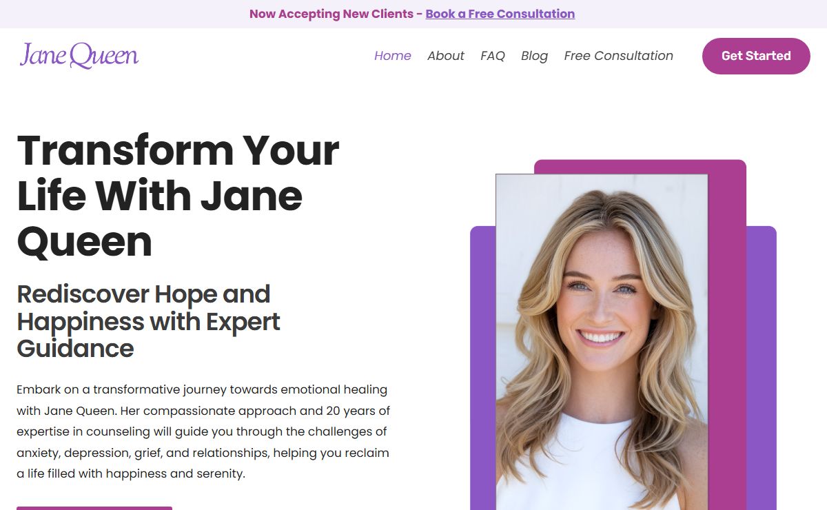 Jane Queen Anxiety, Depression, Stress, and Grief Counseling