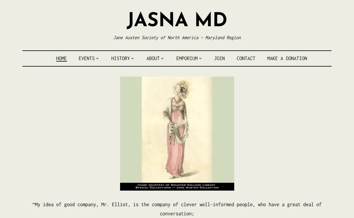 JASNA MD – Jane Austen Society of North America – Maryland Region
