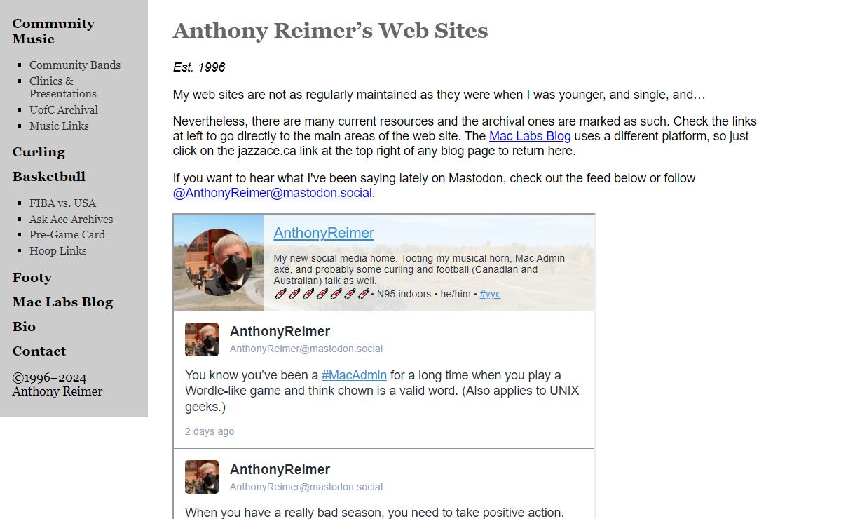 Anthony Reimer’s Web Sites