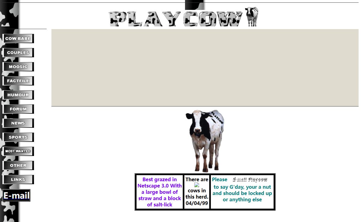 Playcow Index frame page