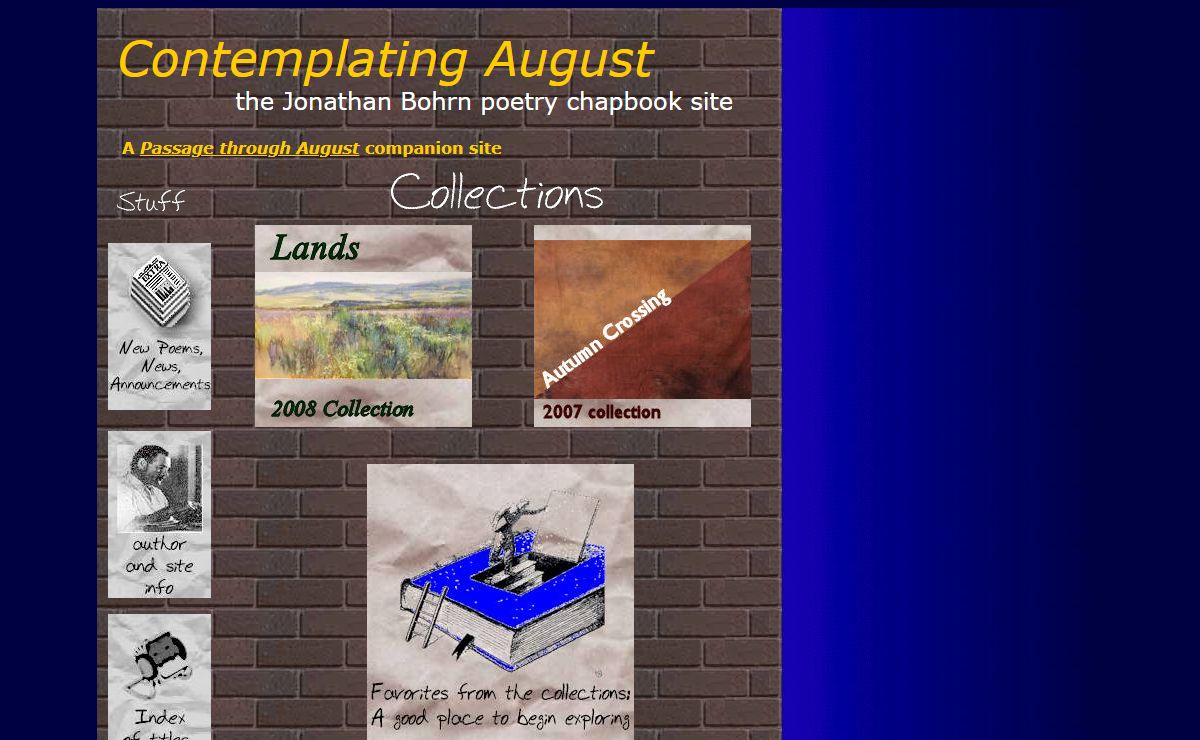 Bohrn, Jonathan - Contemplating August - on-line poetry chapbook site