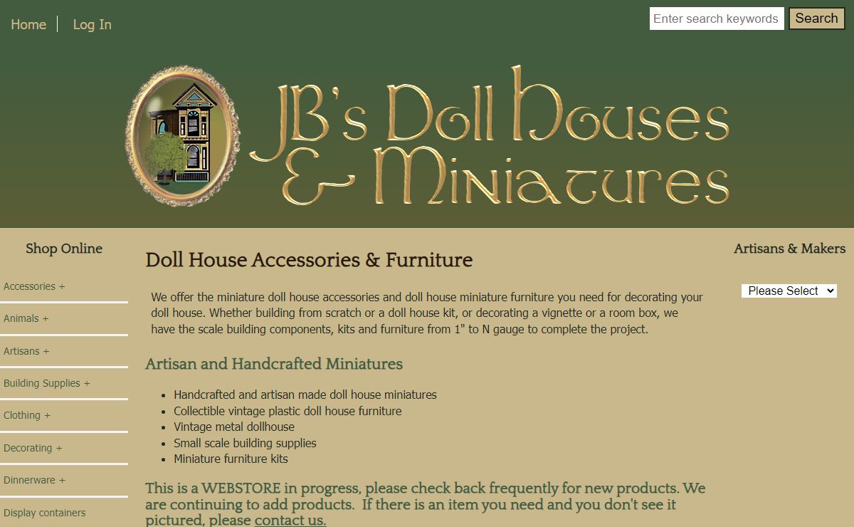 JB's Doll Houses and Miniatures, Handcrafted and vintage dollhouses and miniatures