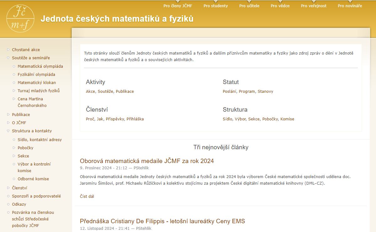 JČMF | Jednota českých matematiků a fyziků