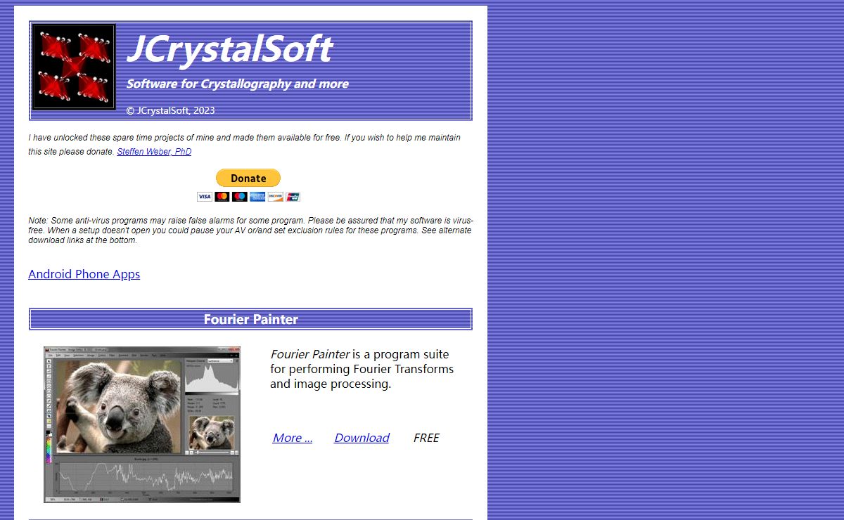 JCrystalSoft, Crystallography, Software, Fourier Transform, NanotubeModeler, Wulff Net, Stereographic Projection, Laue, Kossel, Kikuchi
