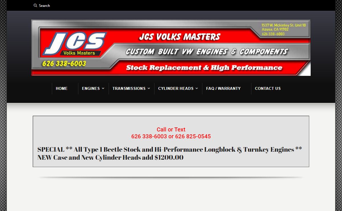 VW Engines for sale - JCS Volks Master - High performance & Stock