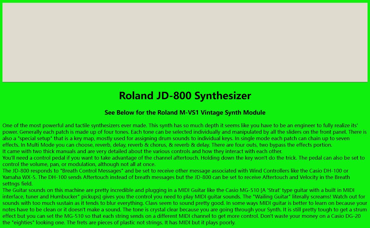 Roland JD-800 JD 800 JD800 Keyboard Synth Synthesizer M-VS1 SL-JD80