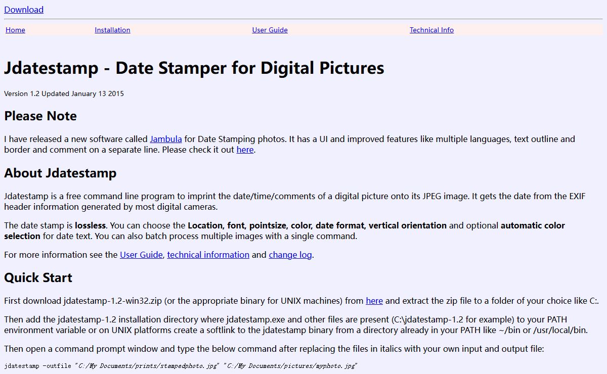 Jdatestamp Homepage