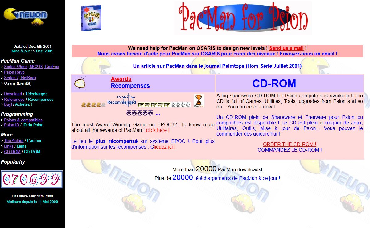 The Dern's Psion Software : PacMan