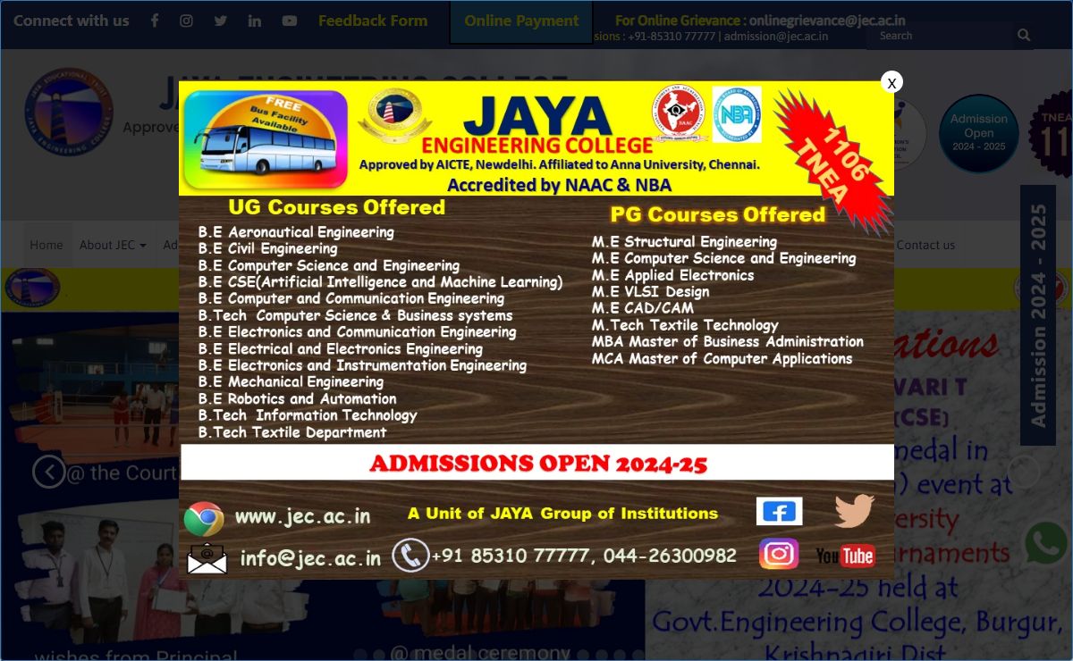 Jaya Engineering College, Top Engineering College, Best Engineering College, Top Engineering College in Tamilnadu, Best Engineering College in Tamilnadu, Top Engineering college in Chennai, Best placement in Chennai, Sports Quota in Engineering college, Merit Student Scholarship