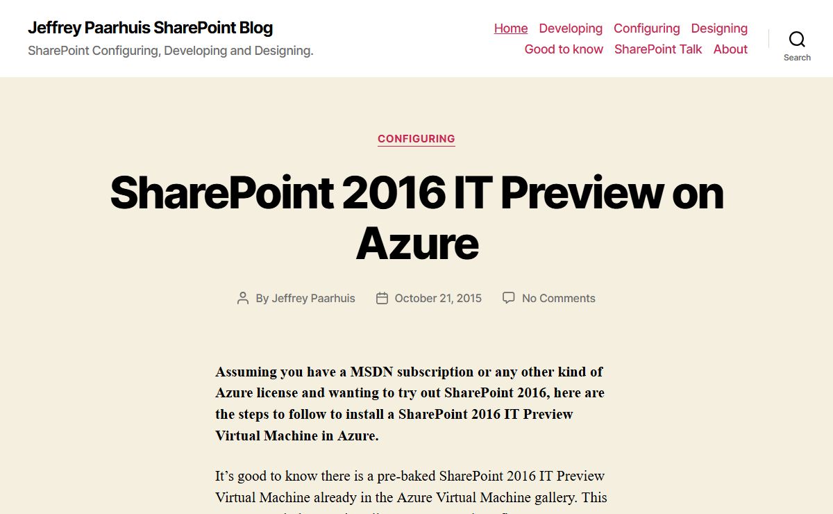 Jeffrey Paarhuis SharePoint Blog – SharePoint Configuring, Developing and Designing.