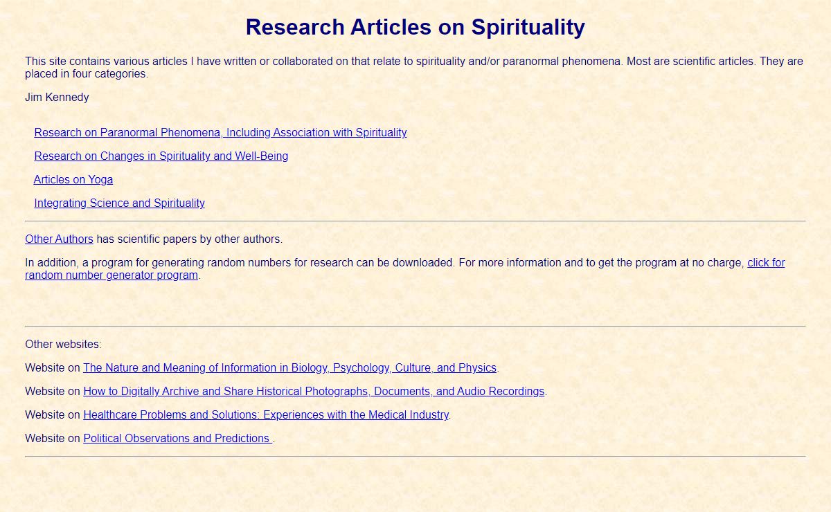 Research Articles on Spirituality: Scientific Papers by James E. Kennedy