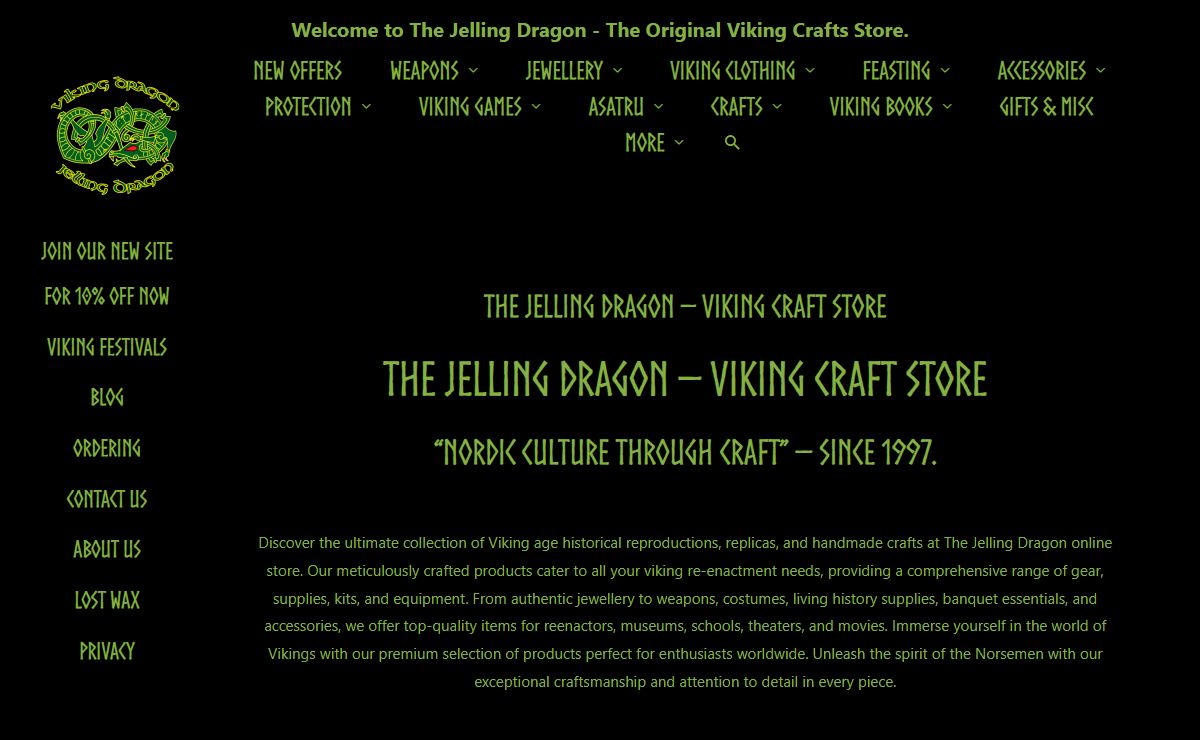 The Jelling Dragon – Viking Crafts & Living History Supplies – We sell Viking age historical reproductions, replicas and handmade pieces.