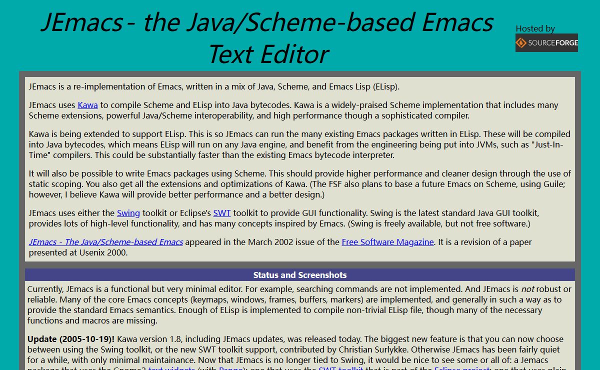 JEmacs - the Java/Scheme-based Emacs