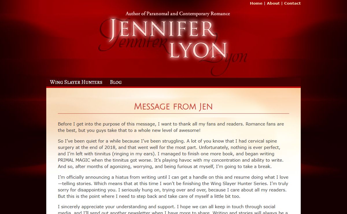 Jennifer Lyon, paranormal romance author