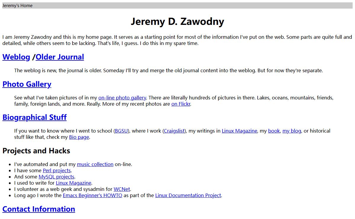 Jeremy D. Zawodny - Home Page