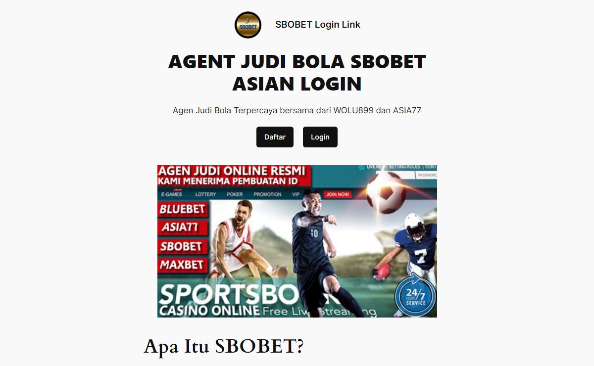 SBOBET Login Link – Agen Judi Bola Terpercaya dan Resmi