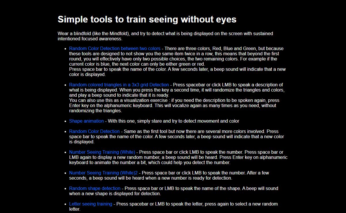 Simple tools to train seeing without eyes
