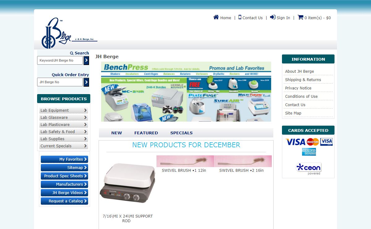 JH Berge Details : J&H Berge, Highest Quality Lab Equipment at Great Prices