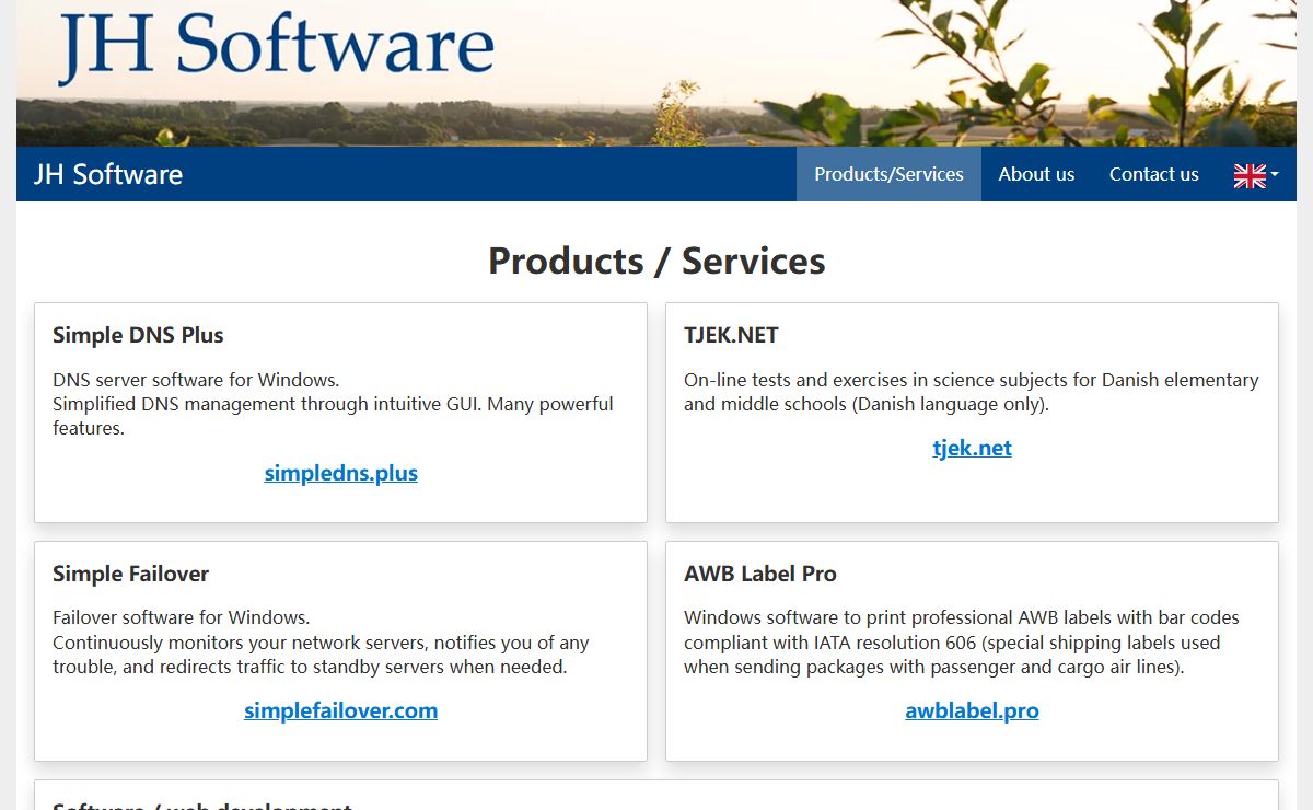 JH Software - Products/Services