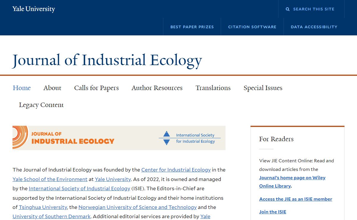 Journal of Industrial Ecology |