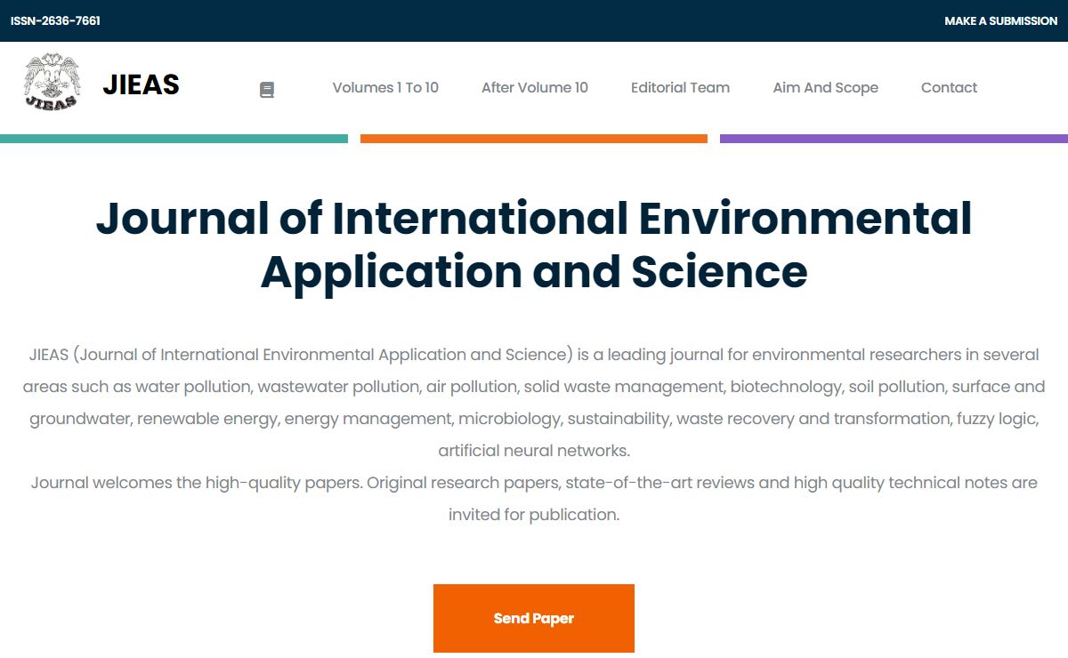JIEAS - Journal of International Environmental Application and Science
