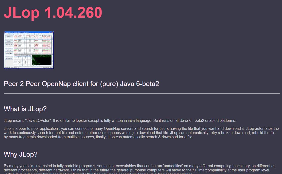 JLop -- pure java open nap client