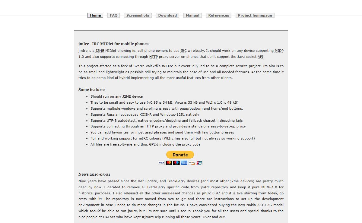 jmIrc - Java mobile IRC-client (J2ME)