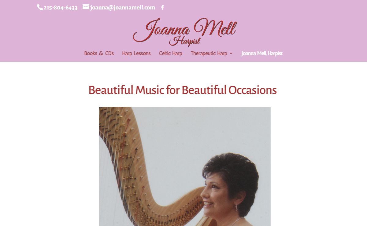 Joanna Mell Harpist Performs at Wedding, Special Events & Occasions, Provides Lessons and Sells Music Books, & CD's