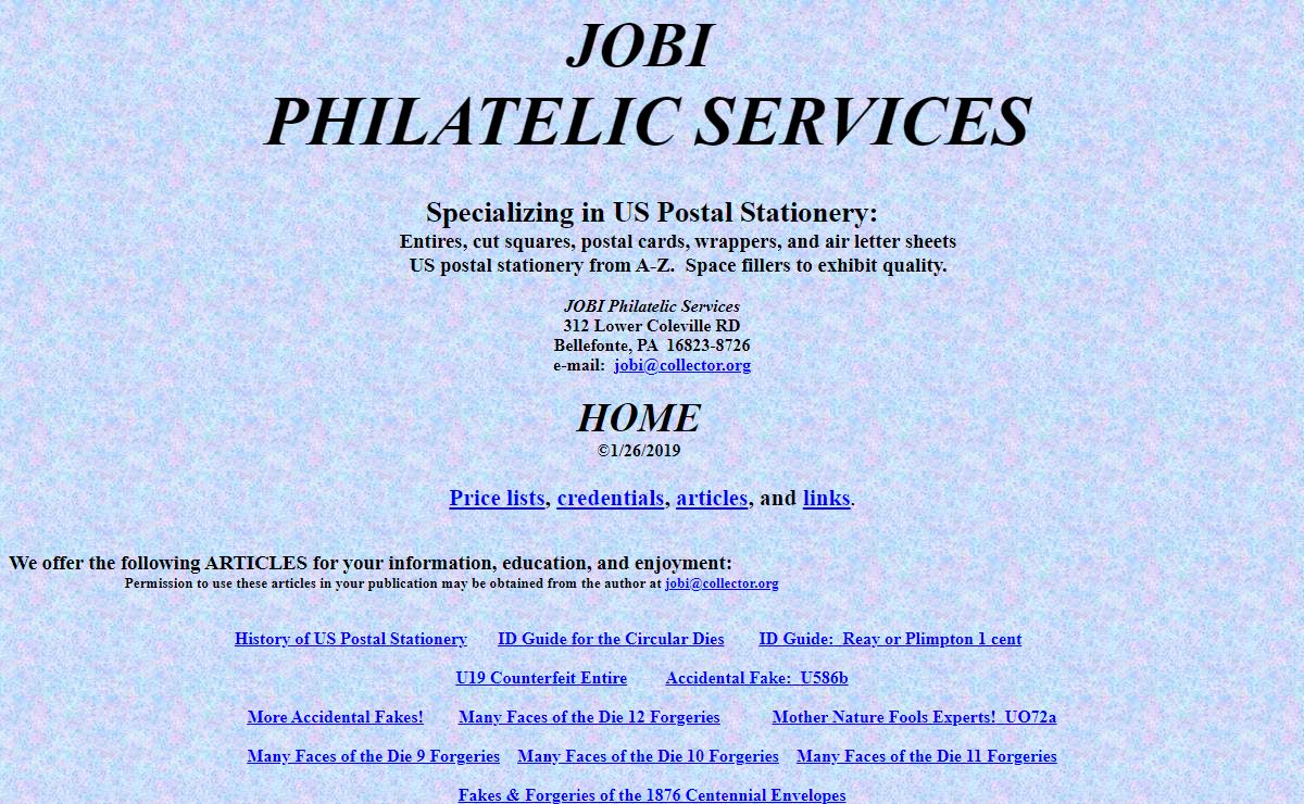 JOBI PHILATELIC SERVICES HOME Page