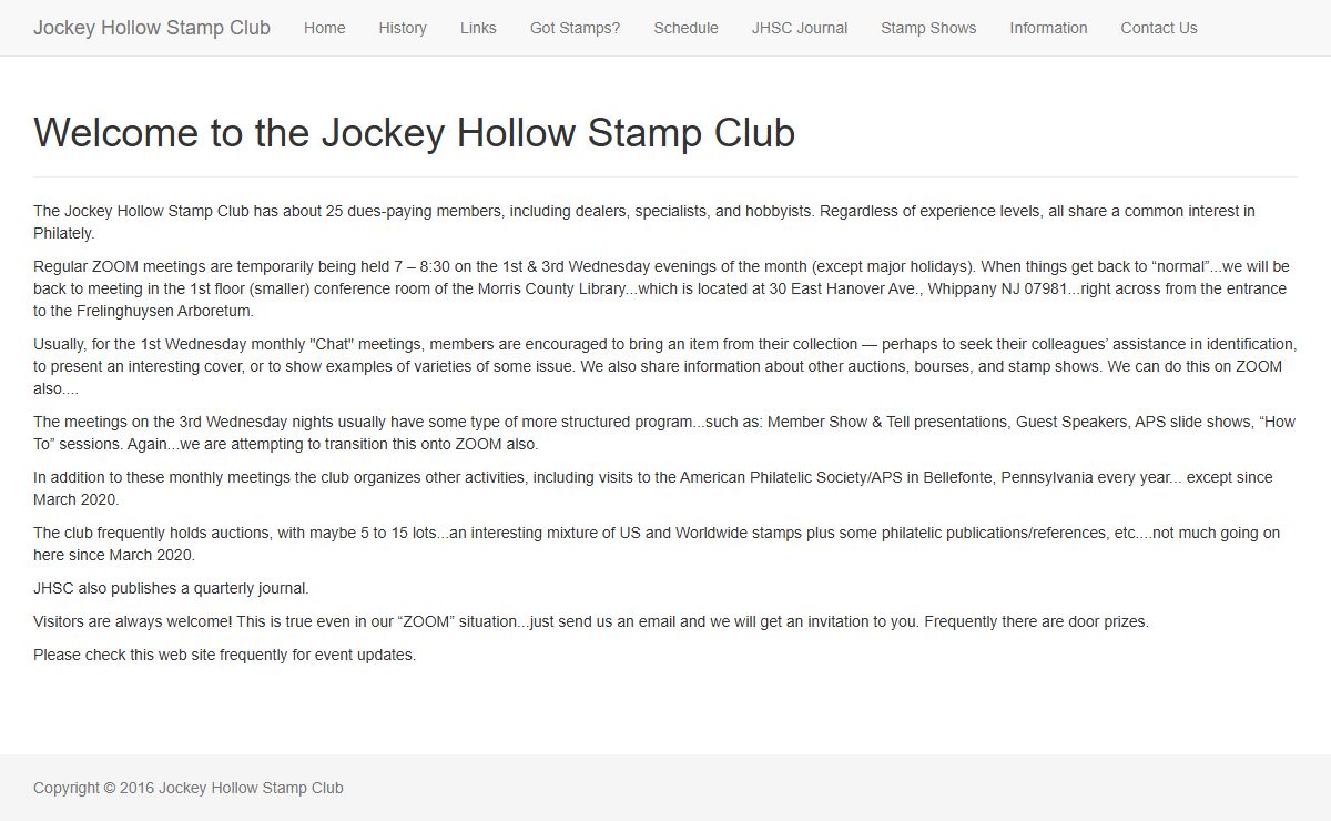Welcome to the Jockey Hollow Stamp Club
