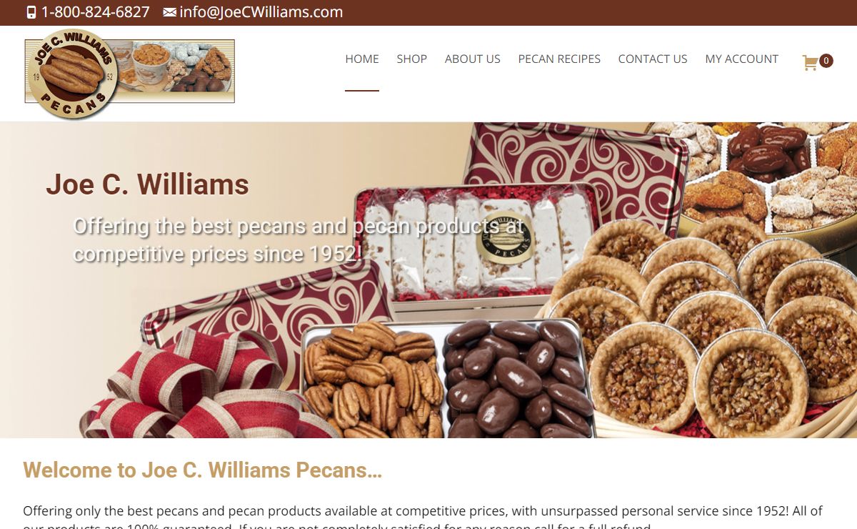 Joe C Williams Pecans – Fresh Shelled Pecans Since 1952! – All of our products are 100% guaranteed.
