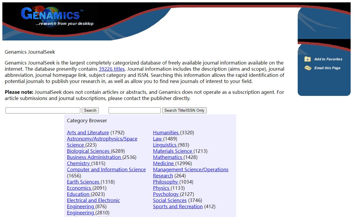 JournalSeek - A Searchable Database of Online Scholarly Journals