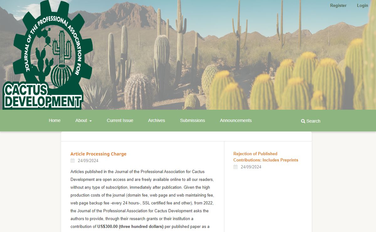 Journal of the Professional Association for Cactus Development