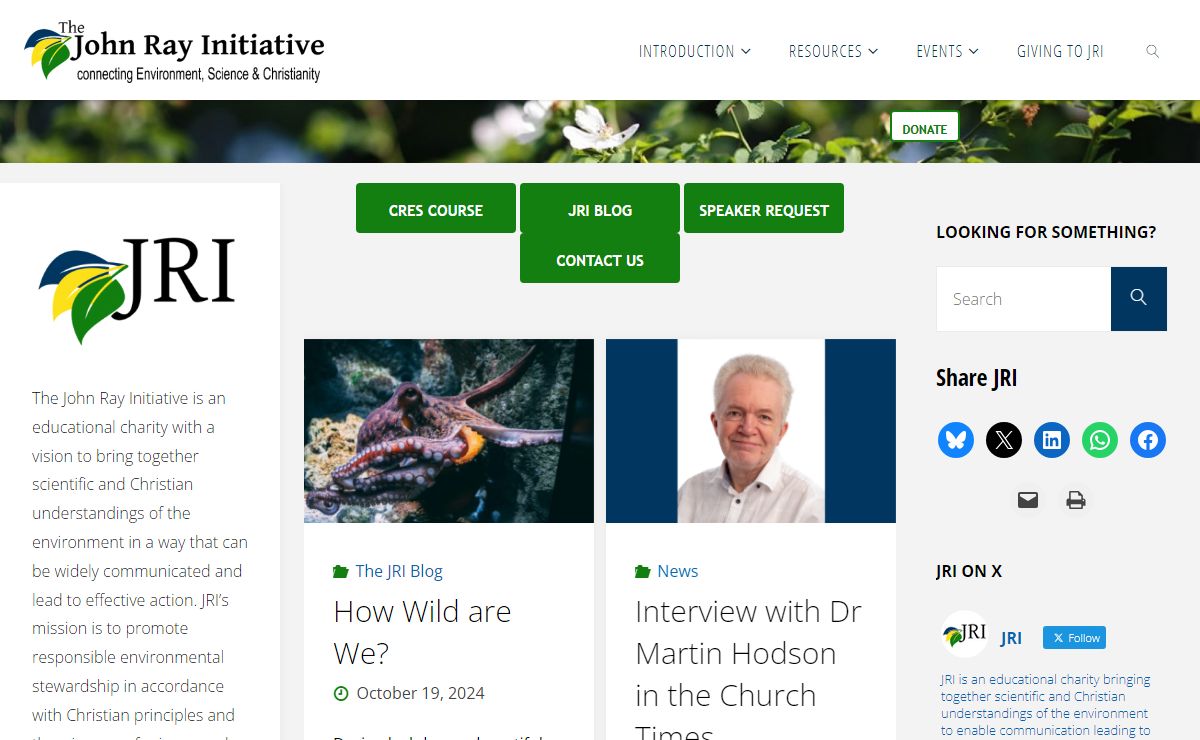 The John Ray Initiative – connecting Environment, Science and Christianity
