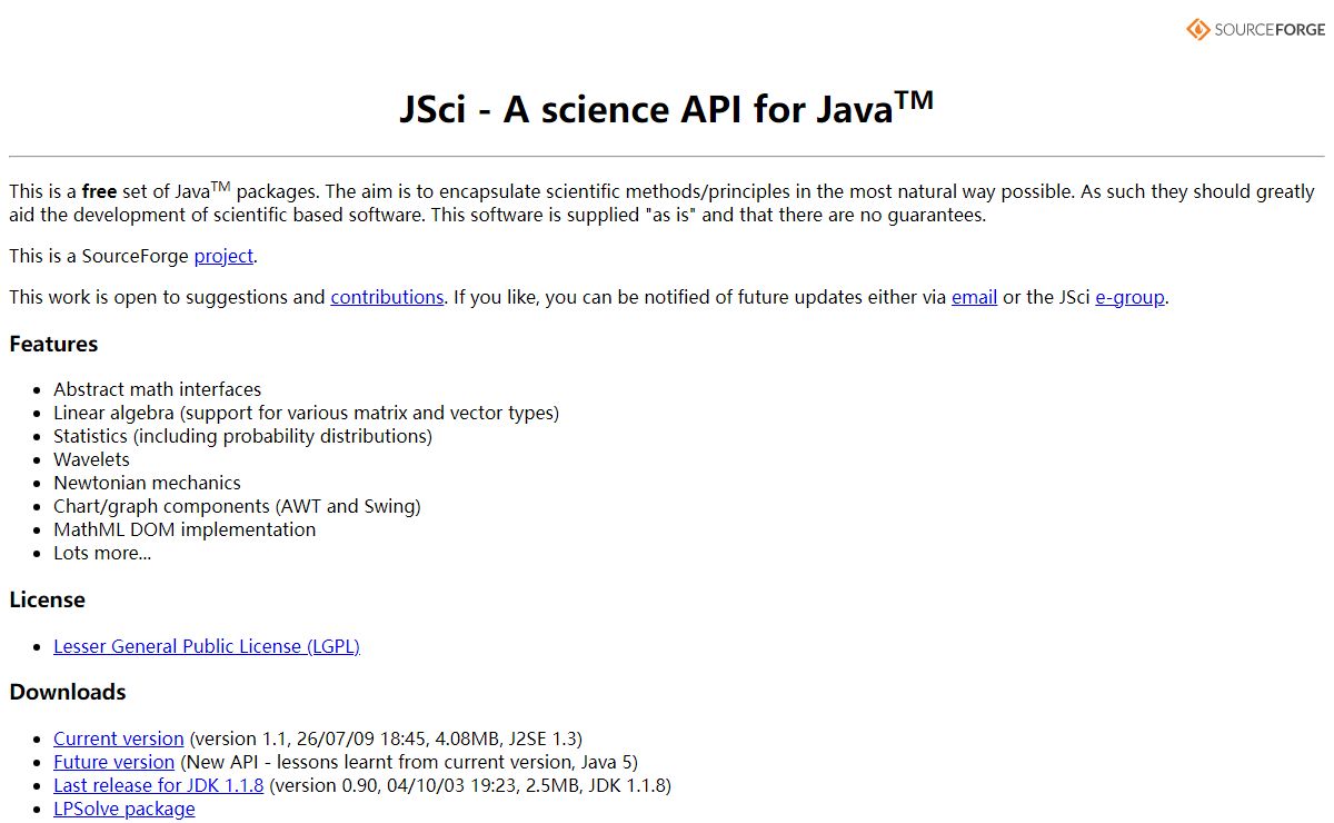 JSci - A science API for Java