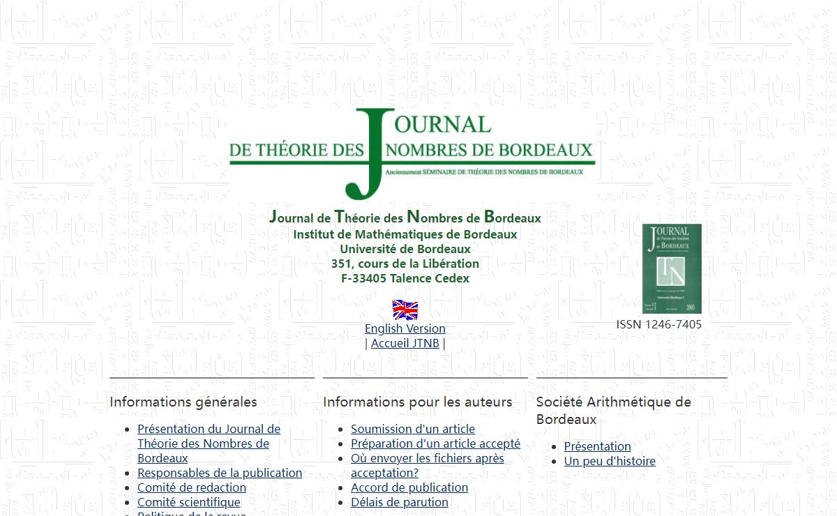 Journal de Théorie des Nombres de Bordeaux