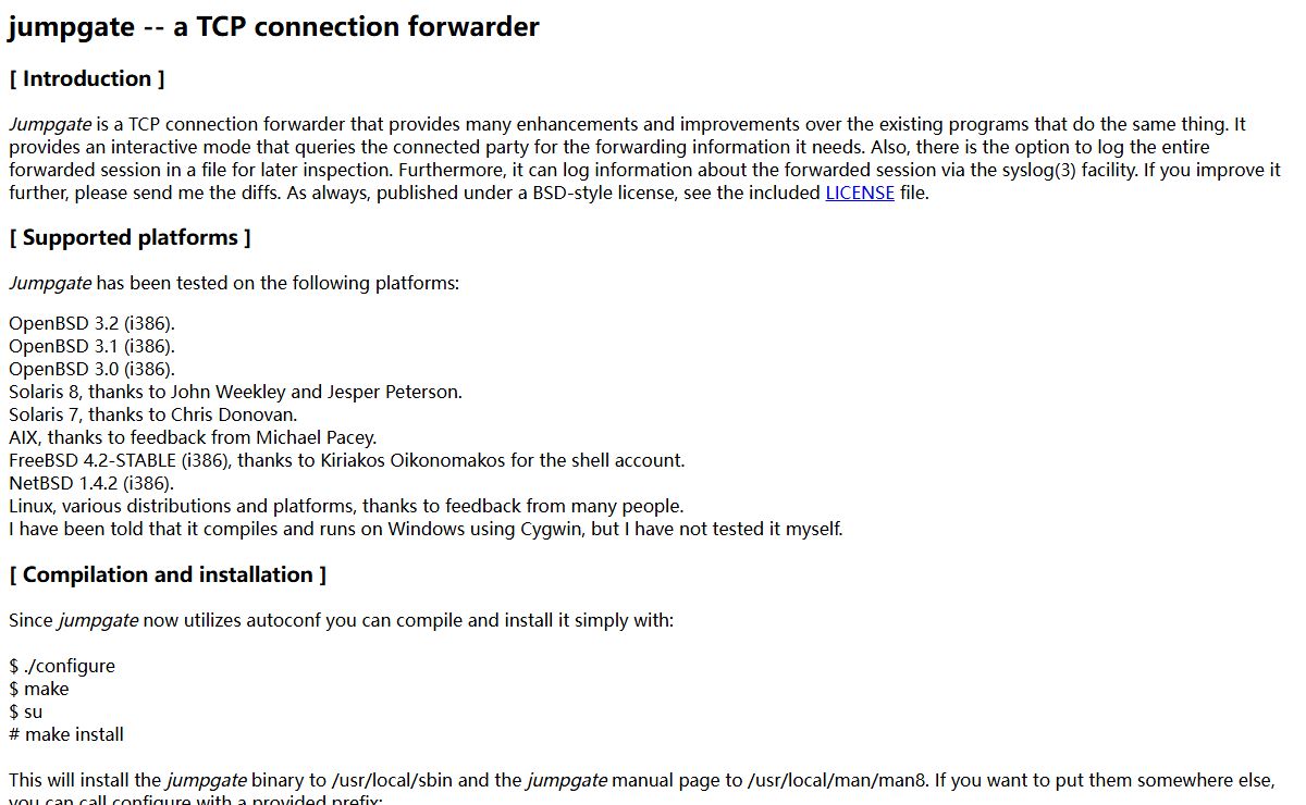 jumpgate -- a TCP connection forwarder