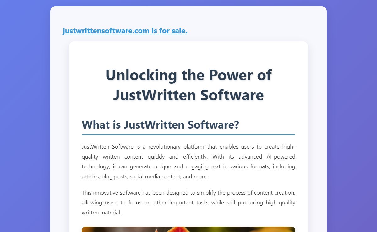 Unlocking the Power of JustWritten Software