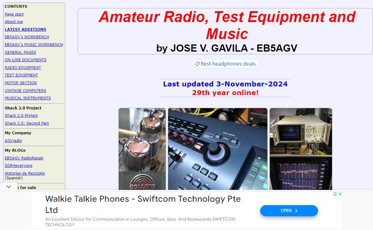 EB5AGV Amateur Radio, Test Equipment and Music