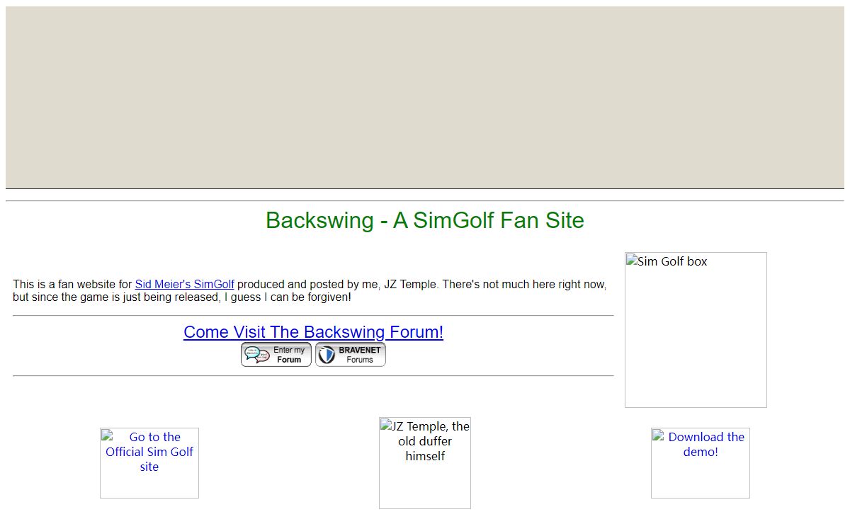 Backswing - A SimGolf Fan Site